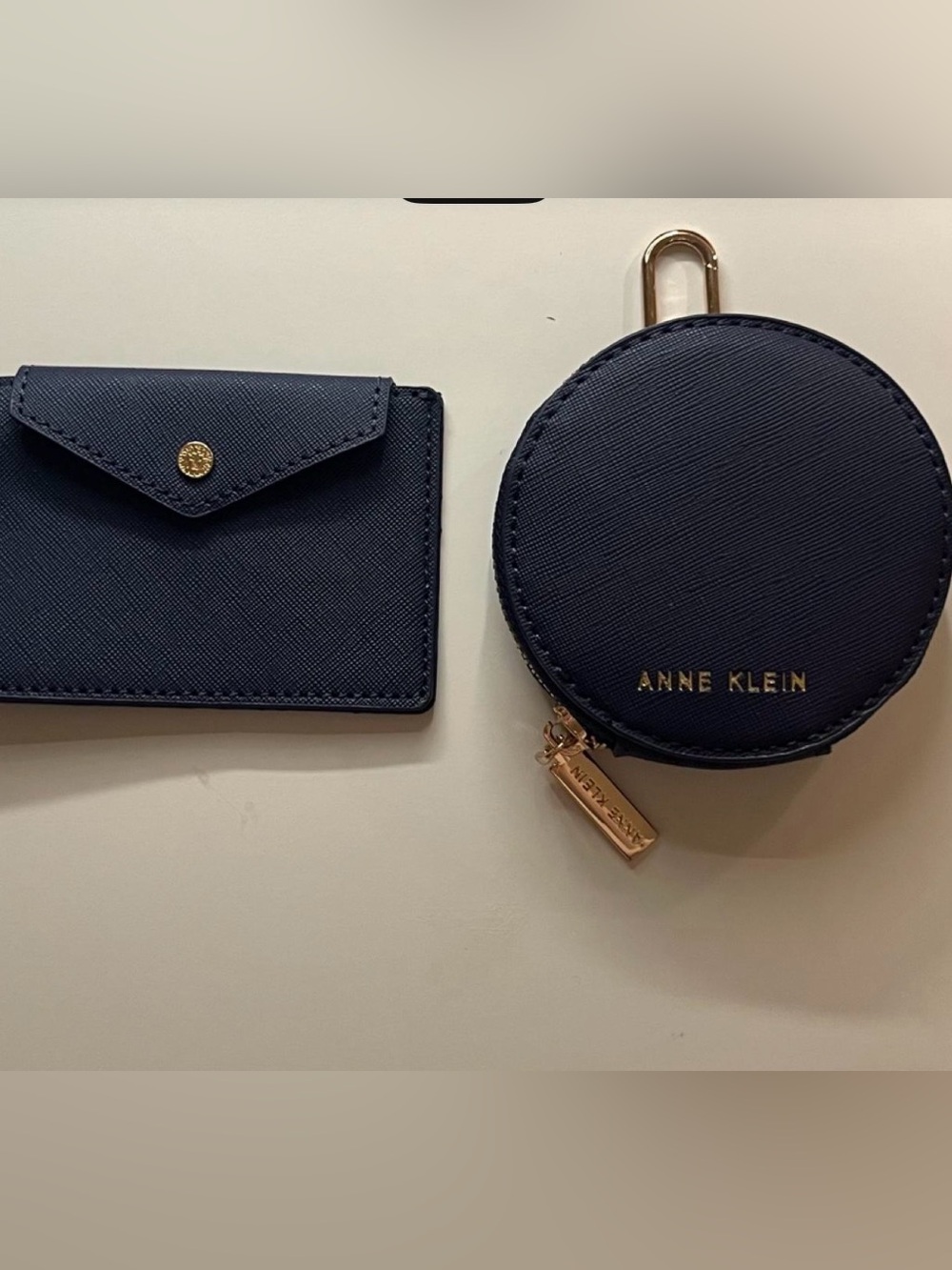 Anne Klein Navy Coin Pouch and Card Holder Set